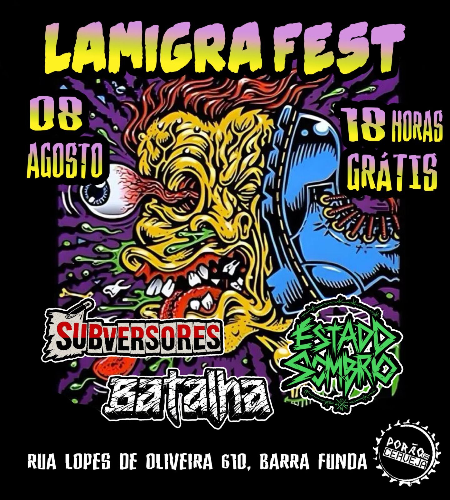 Cartaz de show em São Paulo, 8 de agosto de 2025 às 18:00